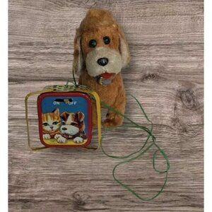 Suzuki & Edwards Dog Battery Operated Picnic Basket Japan Brown Puppy Vtg READ